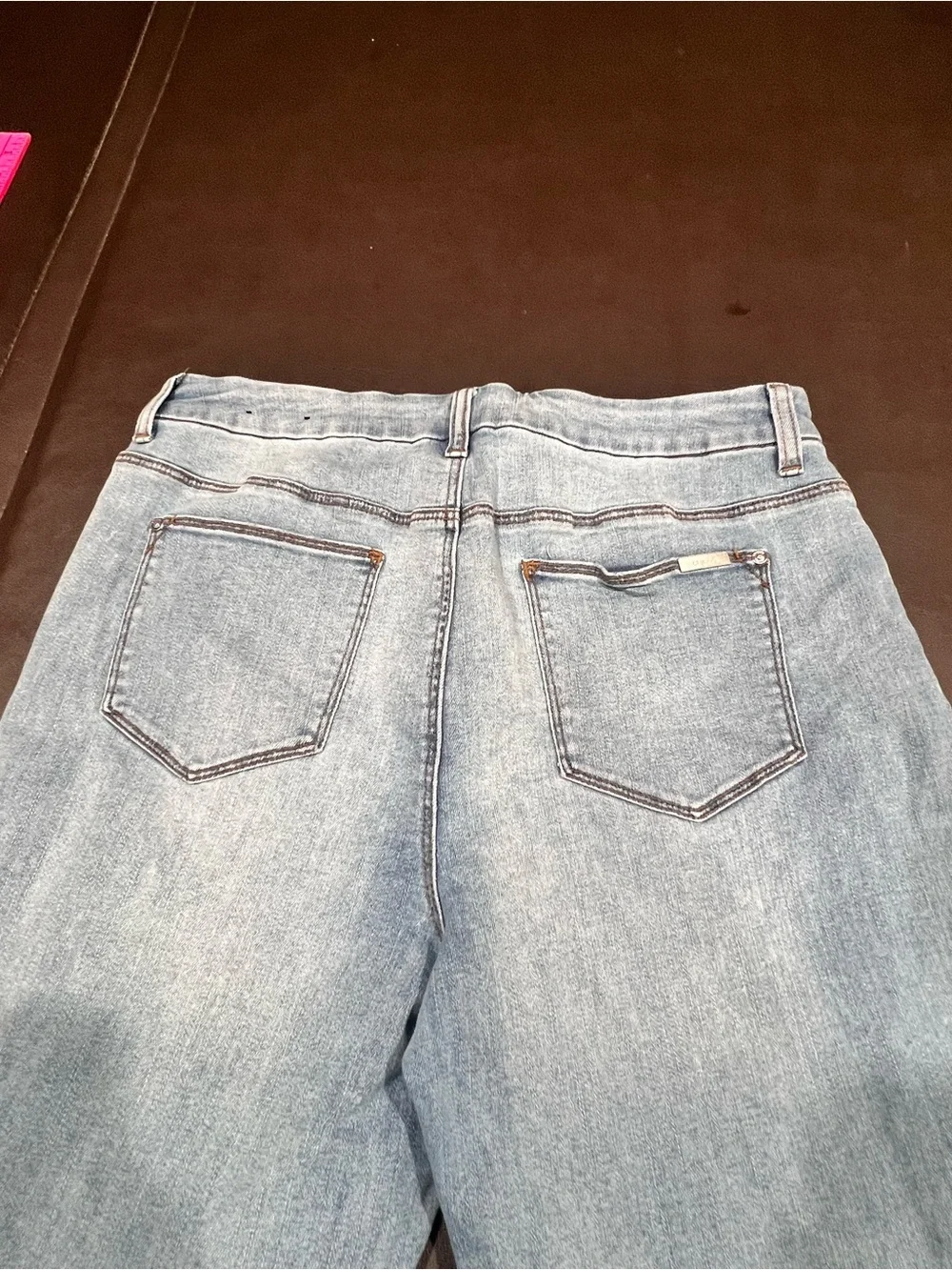 Chicos Light wash distressed jeans with rhinestones and studs size 1R